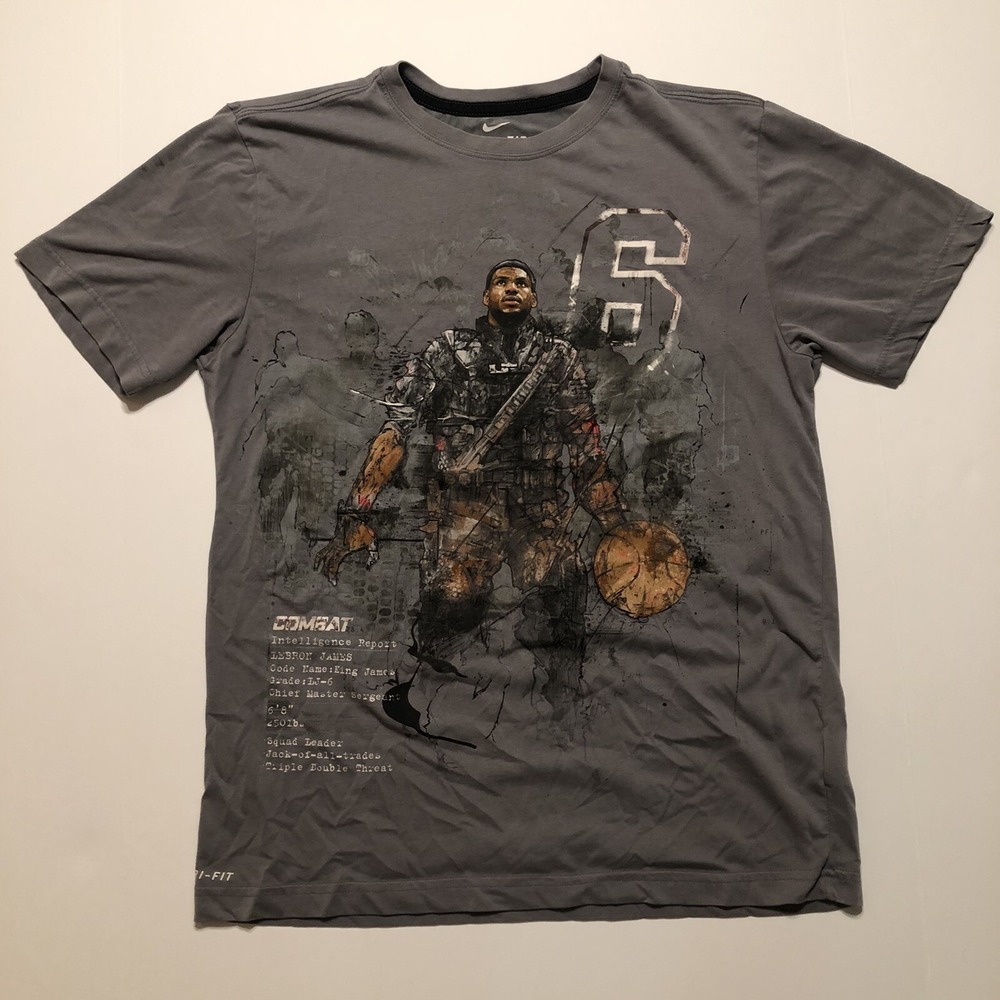 Nike Dri Fit LeBron James Combat T Shirt Graphic #6 Men's Size Medium Space Jam